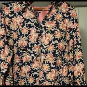 Floral print collard T-shirt